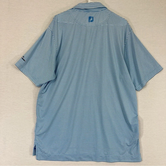 FootJoy Blue White Striped Soft Stretch Golf Polo Shirt Large - Picture 9 of 10